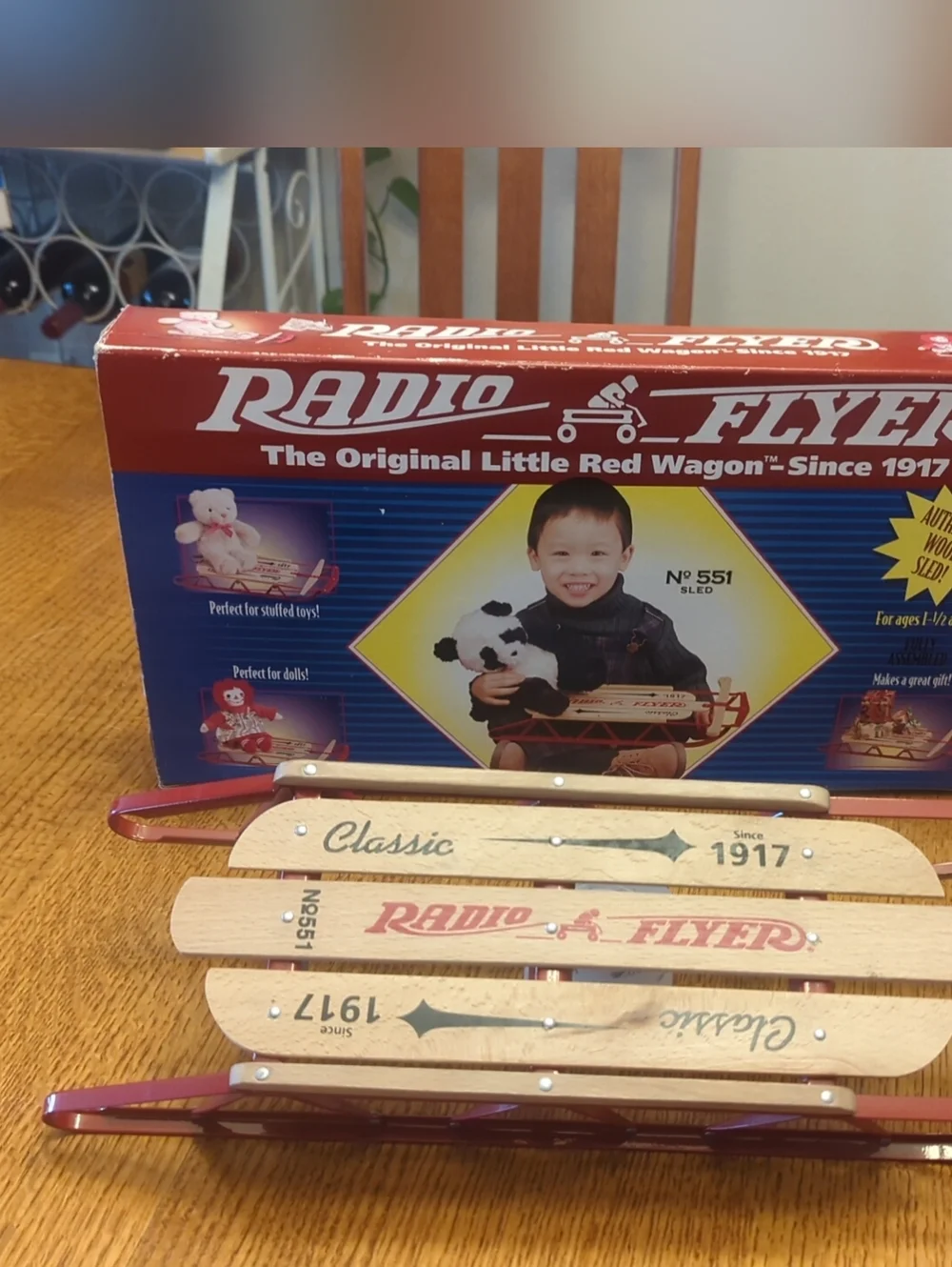 Radio Flyer The Original Wooden Toy Sled - Model #551- Decoration, Dolls, Gifts